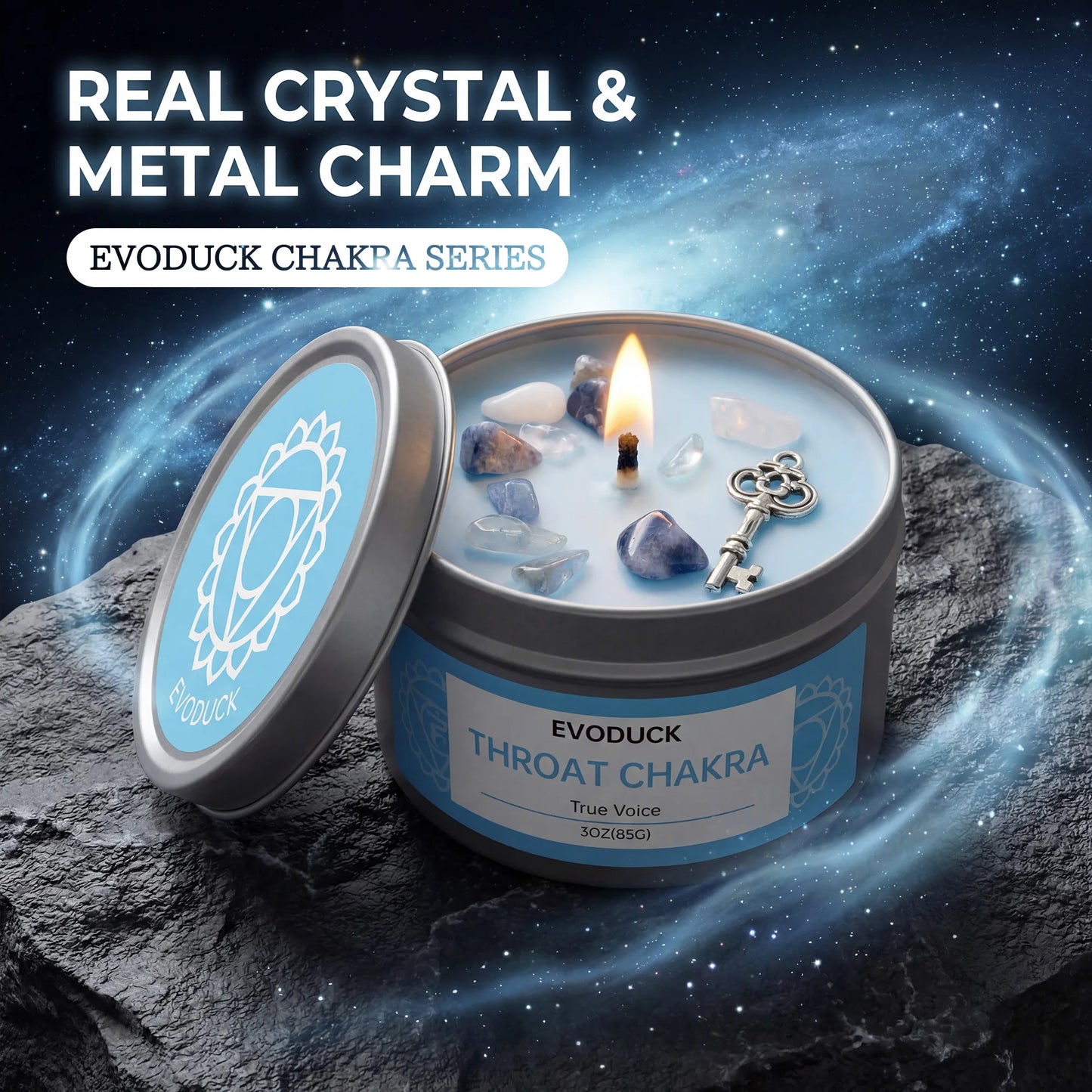 Throat Chakra Peppermint Scented Candle – Spiritual Healing Gift Box for Women & Men | Valentine’s, Birthday & Anniversary