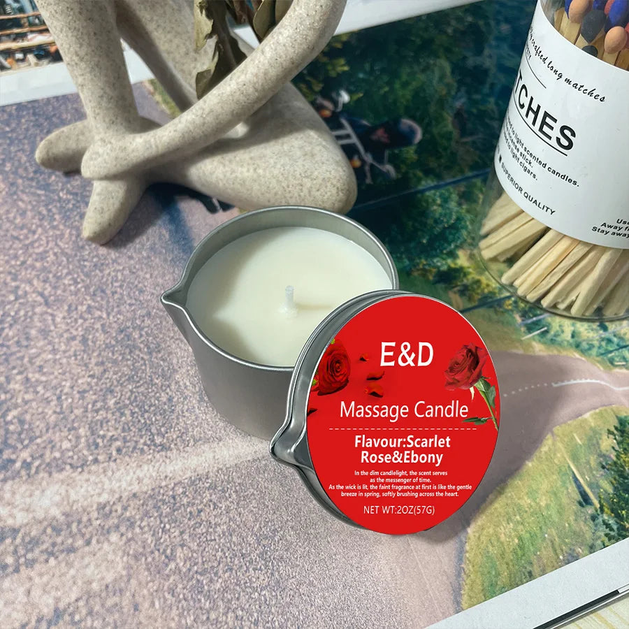 Rose Scented Massage Oil Candle 2oz – Aromatherapy Home Spa Relaxation