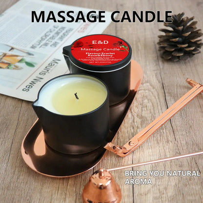 Rose Scented Massage Oil Candle 2oz – Aromatherapy Home Spa Relaxation