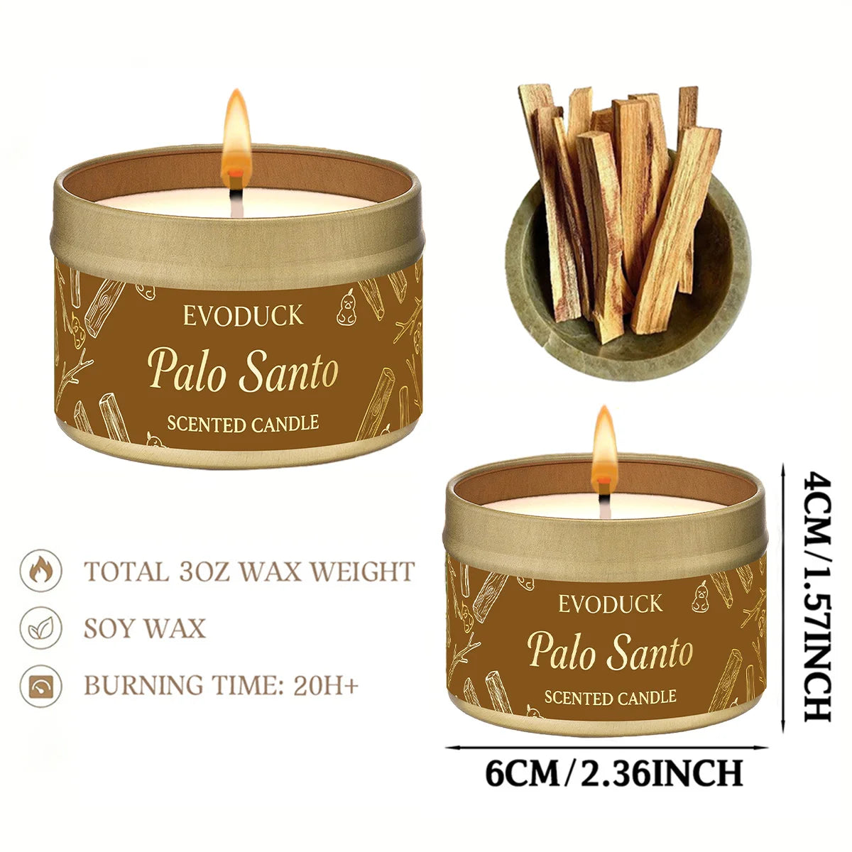 Premium Palo Santo Scented Candle – Energy Cleansing & Meditation Gift for Women
