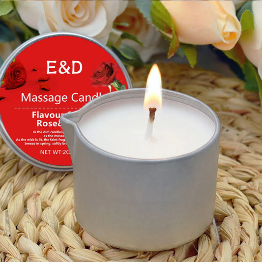 Rose Scented Massage Oil Candle 2oz – Aromatherapy Home Spa Relaxation