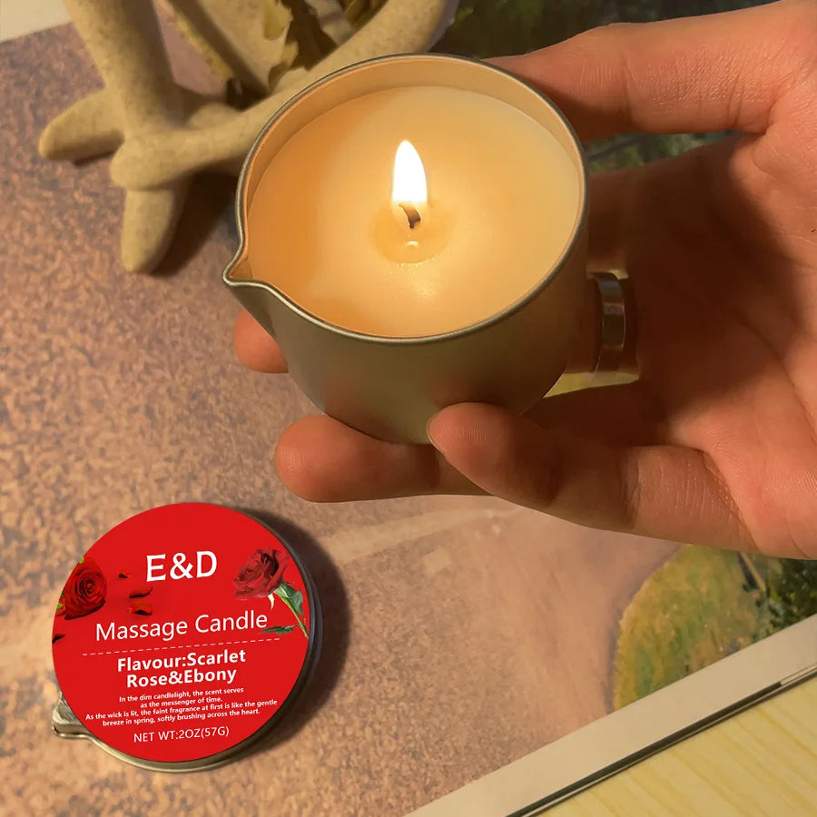Rose Scented Massage Oil Candle 2oz – Aromatherapy Home Spa Relaxation