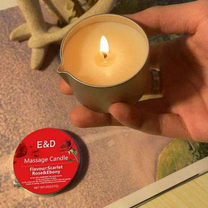 Rose Scented Massage Oil Candle 2oz – Aromatherapy Home Spa Relaxation